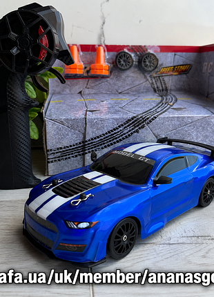 Машинка для дрифта ford mustang синий 20 см на радиоуправлении форд мустанг 4x4 1:24/ радиоуправляемая дрифт машинка/