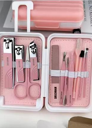 Маникюрный набор маленький чемоданчик manicure12 предметов розовый
