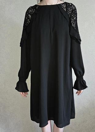 Элегантное черное платье wallis с кружевом р.xl(50)