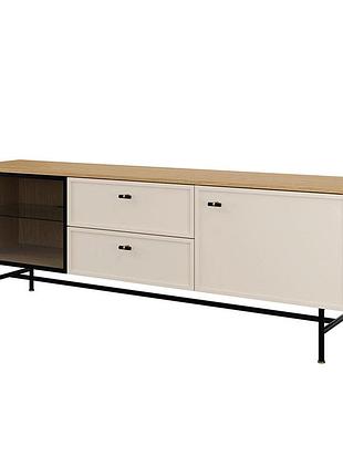 Тумба под телевизор elora reg 11 180 см дуб весенний/макадамия современная для гостиной с ножками