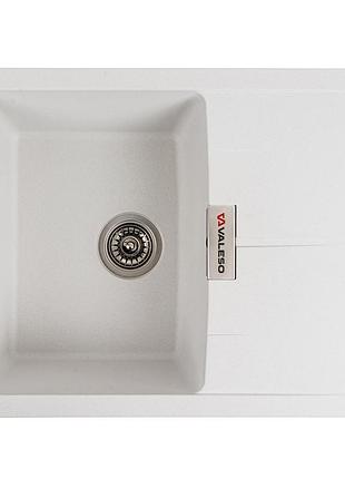 Гранитная мойка для кухни valeso 6250 zirkone матовая белая