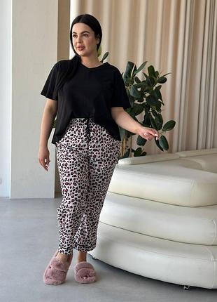Пижама женская леопардовая plus size leo — комплект для сна большие размеры 2xl