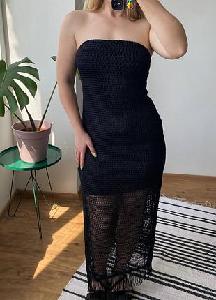 Плетена чорна сукня zara