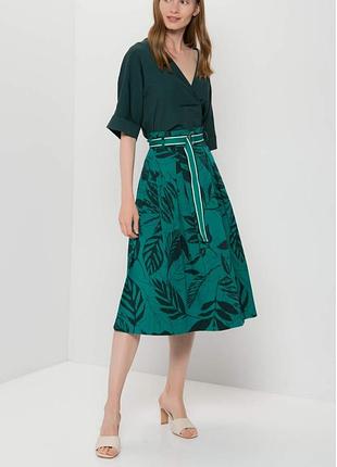 Юбка миди женская gerry weber xl зеленый малахит хлопок в принт