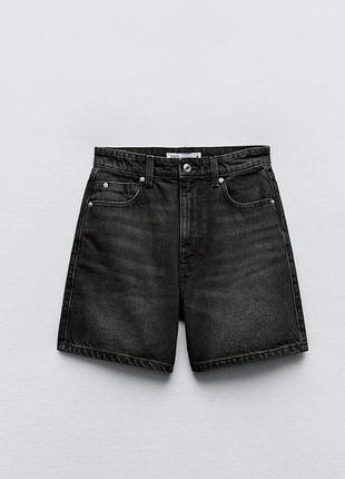 Zara 42,шорты бермуды джинсовые черные новые