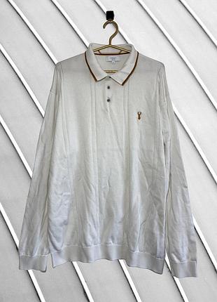 Мужская белая кофта-поло next 3xl 4xl оригинал с воротником хлопковая некст большой размер батал стан идеал 56 58 лонгслив джемпер пуловер