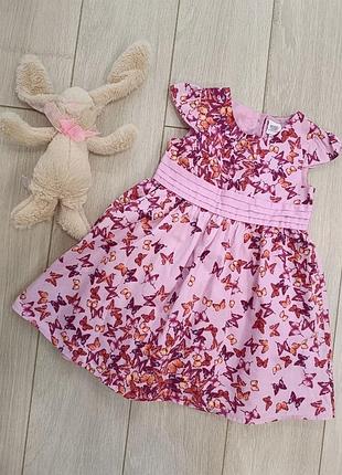 Сукня для дівчинки від бренду ted baker. бавовняна сукня рожевого кольору, з яскравим принтом із метеликами. розмір 18-24 місяці 90-92 см