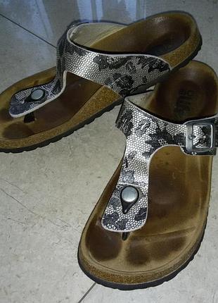 Вio life(испания)-кожаные шлепанцы в стиле birkenstock, 38-39 размер стелька 25 см