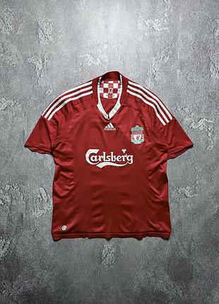Vintage винтажная футболка джерси adidas liverpool адидас ливерпуль big logo striped в полоску mens m размер м