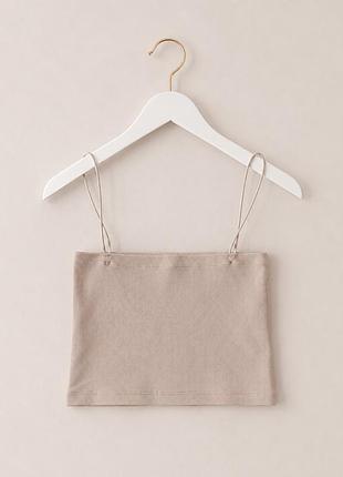 Топ бандо на тонких брителях zara в рубчик xs/s