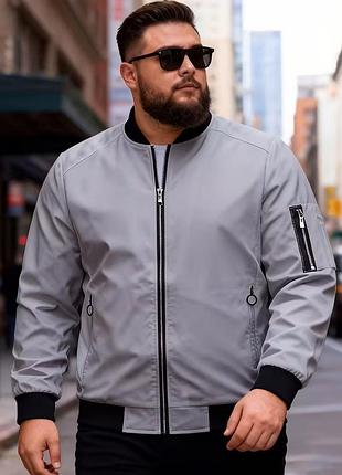 Куртка мужская, деми, ветровка, серо оливковая, 2xl-5xl