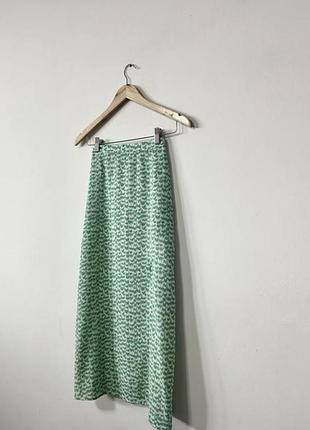 Міді юбка з натуральної тканини з розрізом h&m🌿