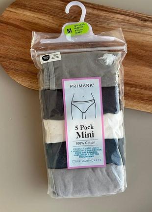 Набор женского белья primark 5 pack thong 100% cotton