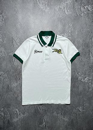 Vintage винтажная футболка поло kenzo tiger кензо тайгер big logo y2k size s размер с