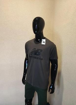 Футболка new balance 100% коттон графіт з великим лого