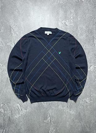 Vintage винтажный лонгслив lyle scott лайл скотт big logo striped в полоску casual кэжуал size m размер м