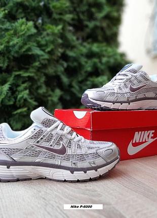 Nike p-6000 білі з сріблом та бузковим