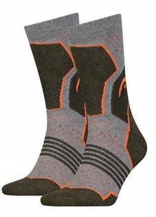 Носки head hiking crew 2p unisex серый, зеленый уни 35-38