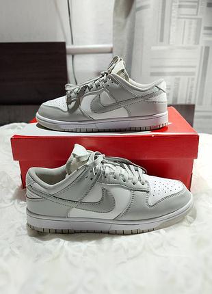 Кросівки унісекс nike dunk grey fog сірі з білим, 42 розмір, натуральна шкіра