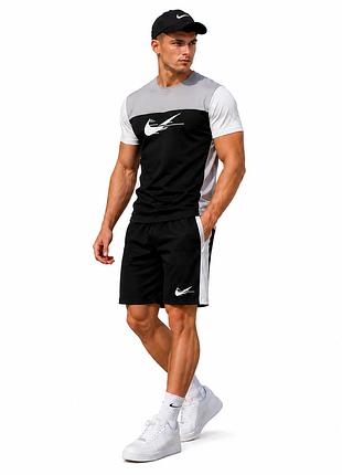 Летний мужской спортивный комплект nike (футболка + шорты)