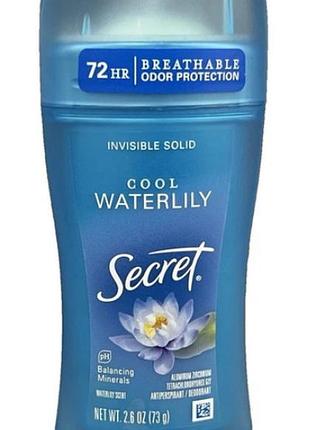 Твердый дезодорант-антиперспирант secret fresh invisible solid cool waterlily 73гр