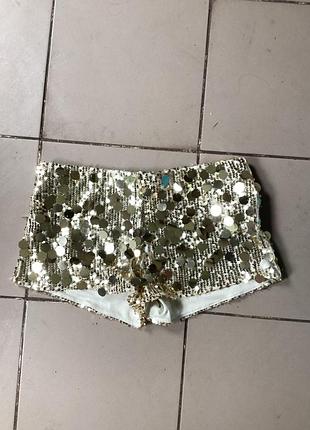 Шорти з паєдками блискітками золоті мода тренд