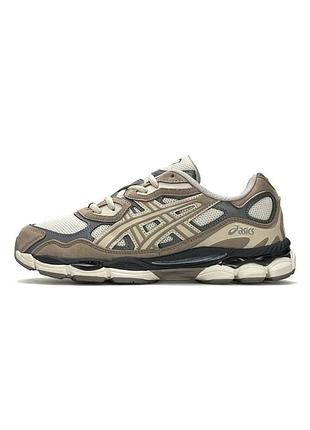 🐆 чоловічі кросівки asics gel-nyc beige white grey