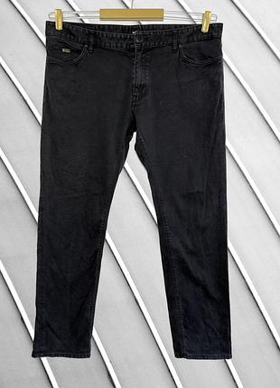 Мужские черные джинсы boss w40 l34 2xl 3xl оригинал straight прямые хюго босс большой размер батал штаны деним стан идеал 56 58 классические