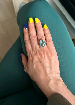 Каблеск кольцо голубое под топаз 💙🩵☘️🍀