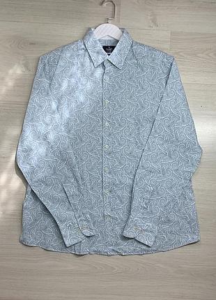 Чоловіча сорочка hackett london льон/котон преміум класична літня дихаюча casual брендова сорочка чудовий стан розмір xl / ua 52