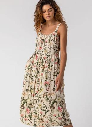 Сукня - roman ivory floral print button down sun dress, квітковий принт гудзики попереду 18 розмір