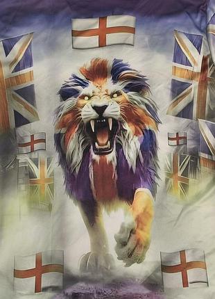 Vintage - мужская футболка-принтом - злобный лев на фоне флагов - union jack и крест матригант георгия - xxl