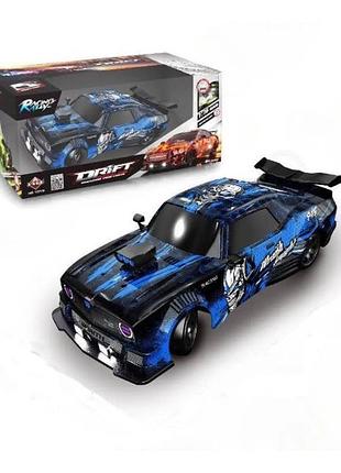 Дріфт машинка на радіокеруванні hb toys dodge challenger 1:16 r/c 4wd змінні колеса, синя