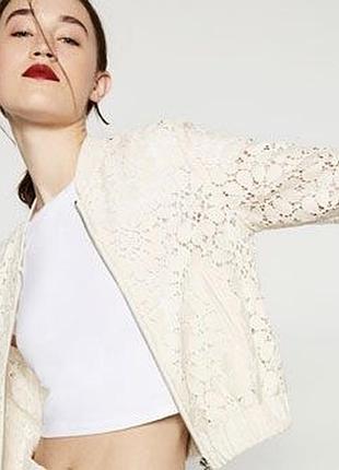 Куртка бомбер розкішне мереживо р.s zara