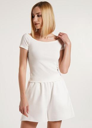 Жіноча футболка з бавовняного трикотажу в рубчик giulia rib 4812/010 s white-milk
