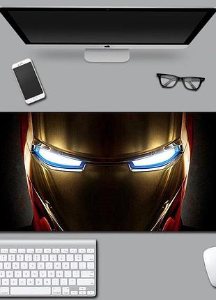 Большой коврик для мышки и клавиатуры iron man eyes 900*400*3 мм
