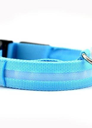 Ошейник с led подсветкой голубой pets collar m