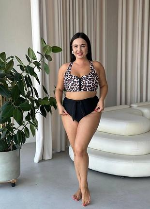 Раздельный купальник plus size леопардовый принт xl, 2xl, 3xl, 4xl 4xl
