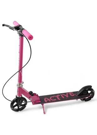 Міський самокат active 145 мм із гальмом bavar sport, світні колеса, рожеві