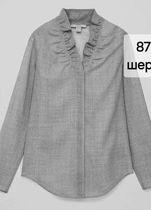 Cos, блузка, сорочка з тонкої вовни з довгим рукавом