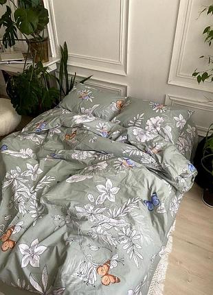 Комплект постільної білизни бязь з квітковим принтом (1,5, двоспальний,євро, сімейний) євро