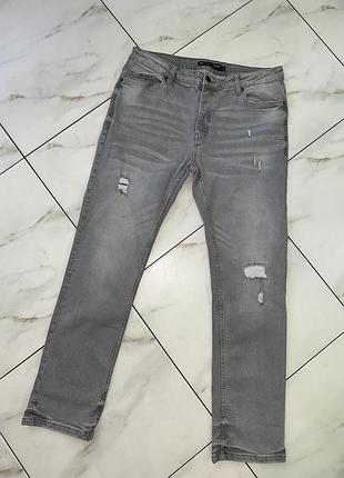 Стильные мужские стрейчевые серые джинсы amaci&sons w34 l32/34 (l-xl)