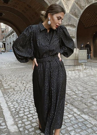 Текстурное платье макси с люрексом zara
