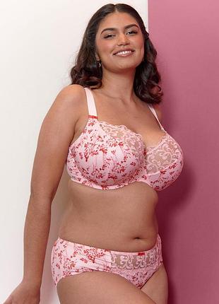 Комплект белья swirl balcony bra с принтом розового/красного цвета 75j 34gg
