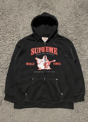 Зіп худі true religion чоловіче чорний на флісі