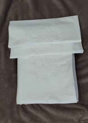 Новый льняной набор постельной белизны (пододеяльник + 2 наволочки), орстр винтаж.
