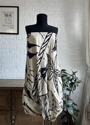 Сукня 👗 by malene birger  міні чорно білий бежевий візерунок абстракція балон обʼємний ,s-m,36