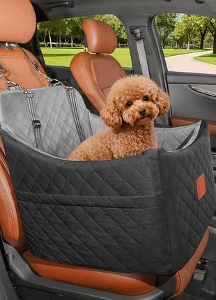 Автокрісло-лежанка 2в1 newpet premium для собак малих та середніх порід в автомобіль з ремінним кріпленням карабіном та