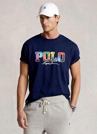 Синяя мужская футболка polo ralph lauren