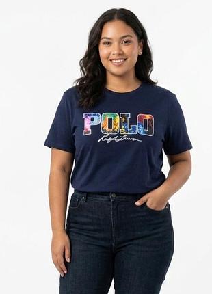 Синяя женская футболка polo ralph lauren